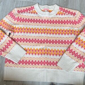 J. Crew Pink and Yellow Women's cashmere Sweater